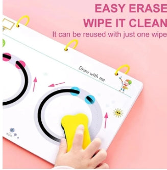 Kids Educational Erasable Tracing Book (64 Pages, A4 Size) | Two Markers & Dusters Attached